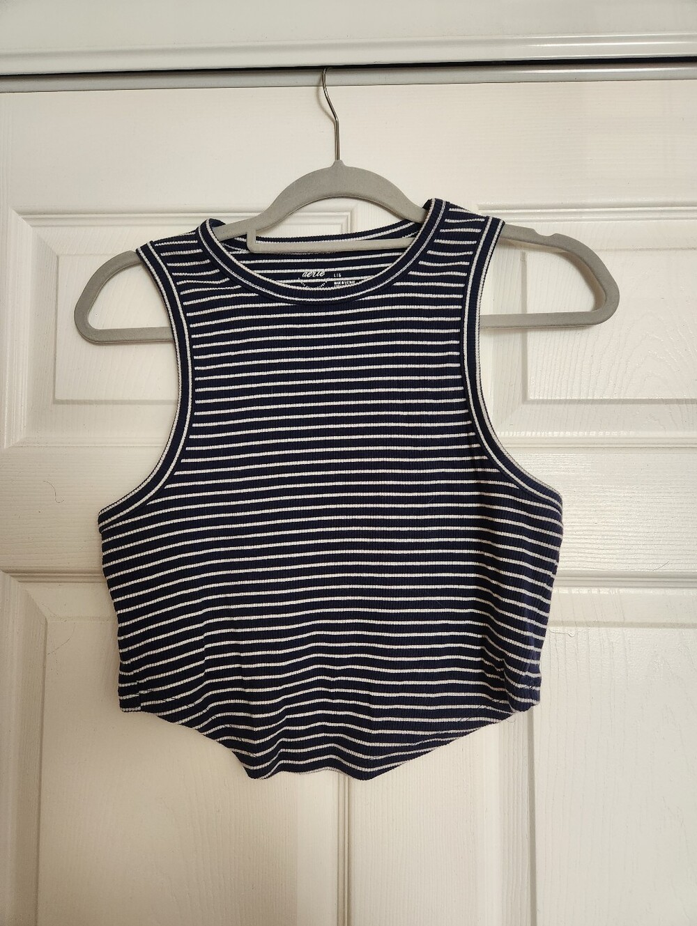 Aerie Blue And White Stripe Cotton Crop Tank